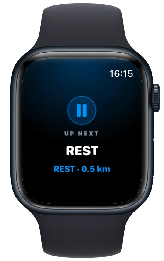 Apple Watch showing a Vanoor recovery interval with the time remaining